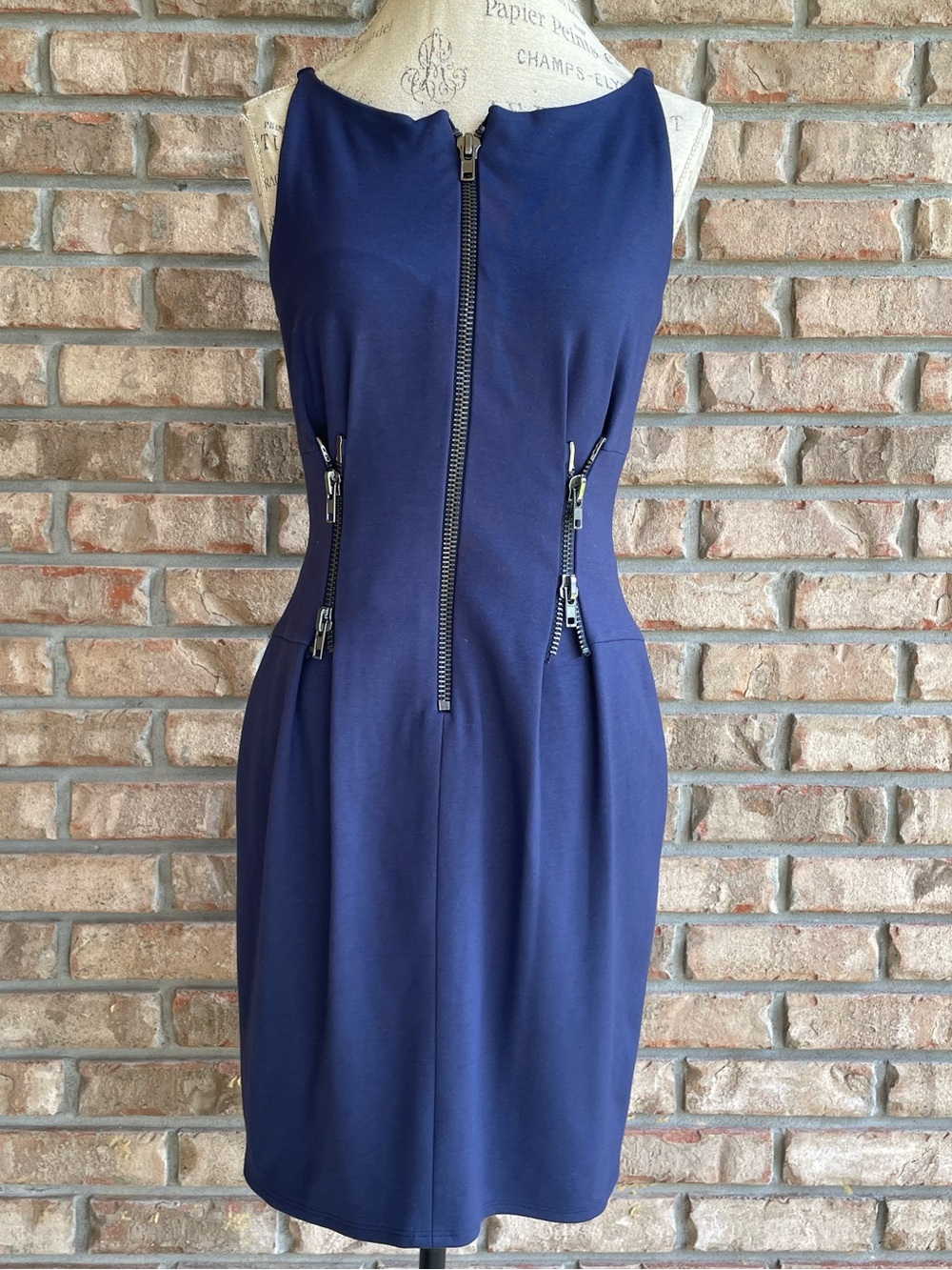 Bailey 44 Navy Zip-Front Sheath Dress